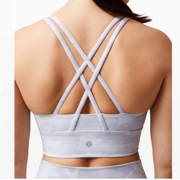 Lululemon Energy Bra Long Line *Med Support, B-D Cup - 8 Incognito Camo White - Picture 2 of 5